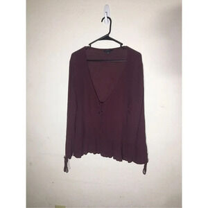 Womens American Eagle Cardigan Tie Front Dark Maroon Purple Size Extra Large XL